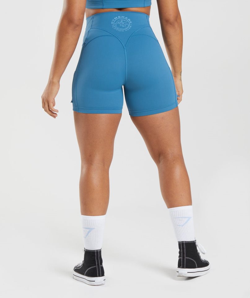 Women's Gymshark Legacy Ruched Tight Shorts Blue | CA 61N75A